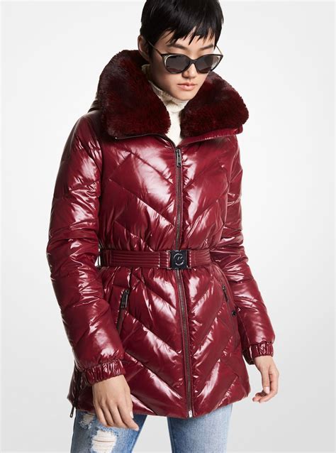 michael kors longline belted jacket|Michael Kors puffer jacket.